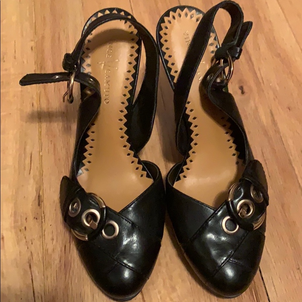Vince Camuto Leather Buckle Heels